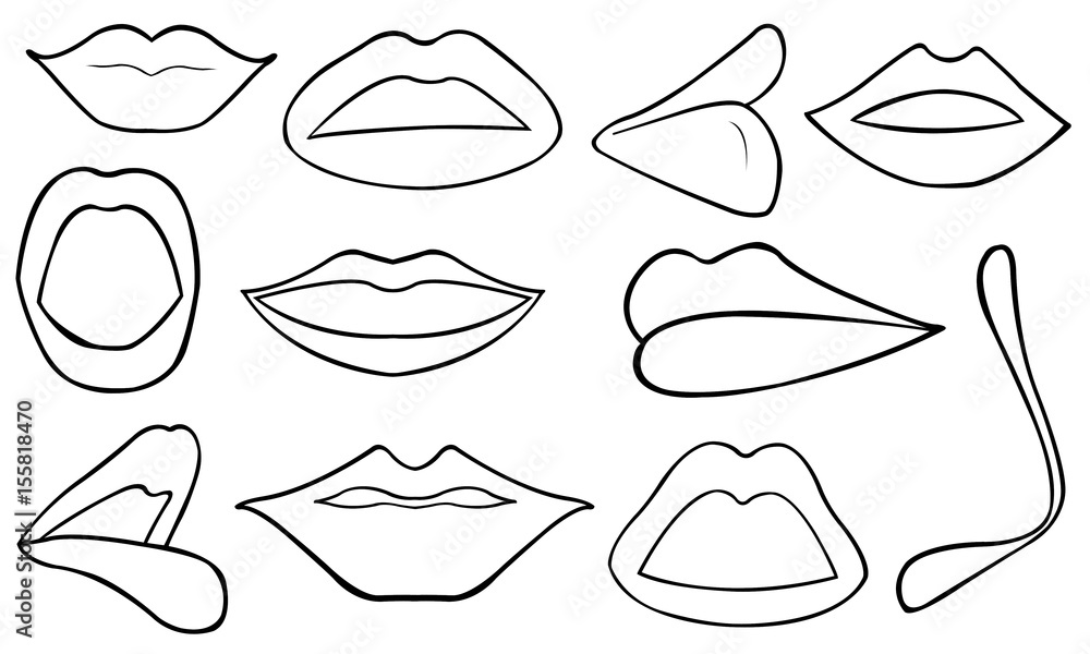 Set of different lips isolated on white Set of different lips isolated on white