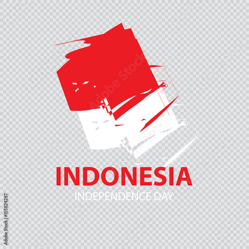  Flag of Indonesia in grungy style. Independence Day.