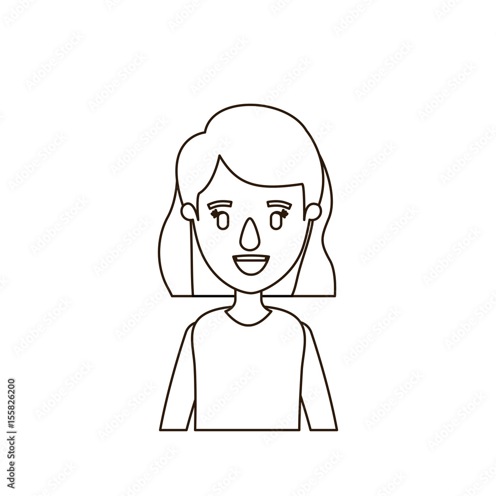 sketch contour half body woman with short wavy hair vector illustration sketch contour half body woman with short wavy hair vector illustration