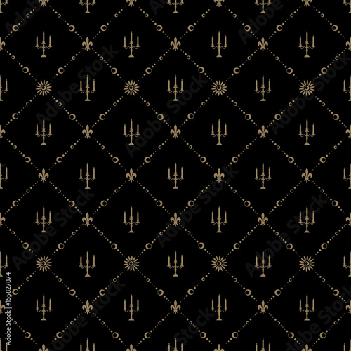 Vector illustration of a gothic background with candelabra and lilies