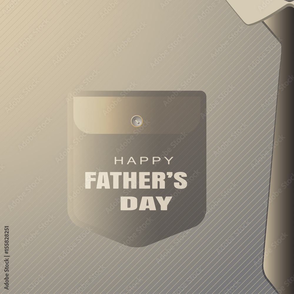 Vector poster of Happy Father's Day with shirt pocket with button and text , dark brown tie on the gradient background with line pattern. Vector poster of Happy Father's Day with shirt pocket with button and text , dark brown tie on the gradient background with line pattern.