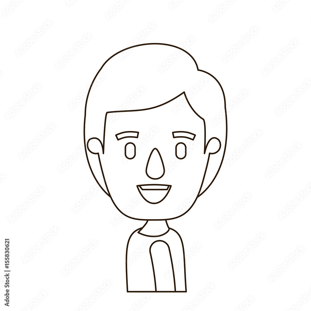 sketch contour caricature side view half body boy with hairstyle vector  illustration Stock Vector | Adobe Stock