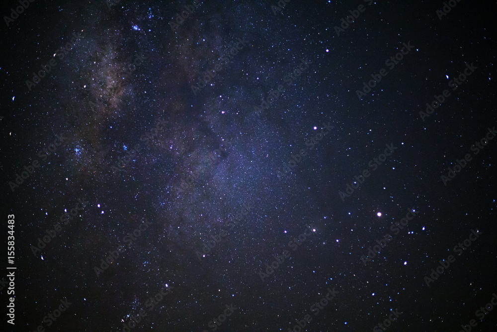 Close up milky way galaxy at phitsanulok in thailand. Long exposure photograph.with grain