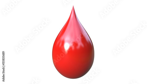 3d illustration of isolated dripping red blood drop concept