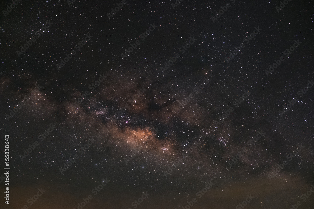 milky way galaxy at phitsanulok in thailand. Long exposure photograph.with grain