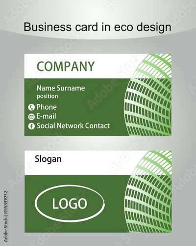 Business card template in green design useful for ecologic or environmental institution