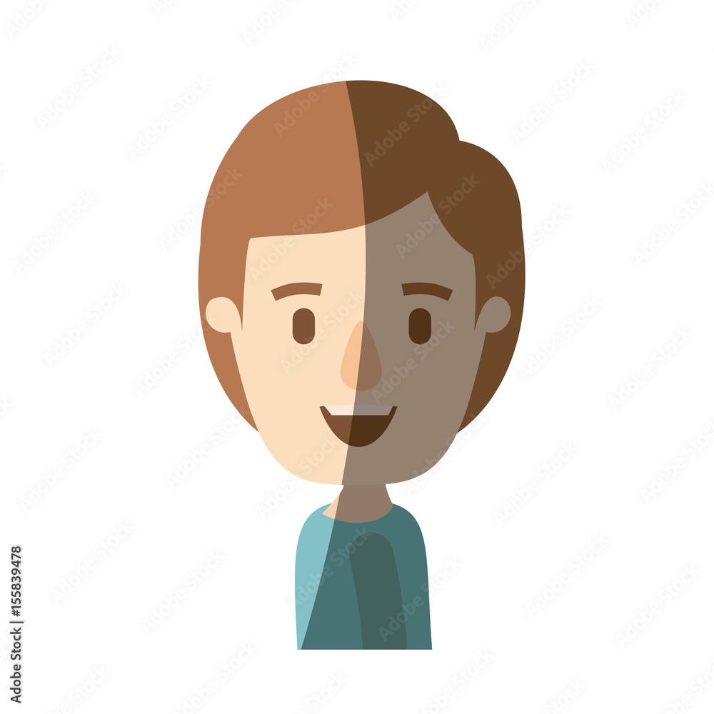 light color shading caricature side view half body boy with hairstyle vector illustration