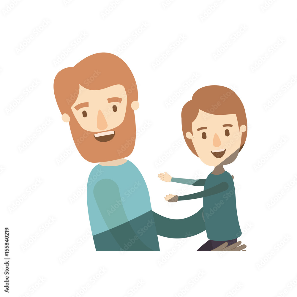 light color shading caricature half body bearded man carrying a child vector illustration light color shading caricature half body bearded man carrying a child vector illustration