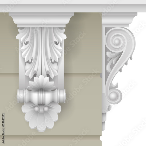 Architectural facade classic baroque bracket for the facade of the building. Vector graphics.