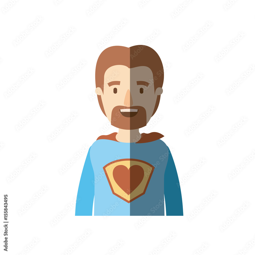 light color shading caricature half body super dad hero with beard vector illustration light color shading caricature half body super dad hero with beard vector illustration