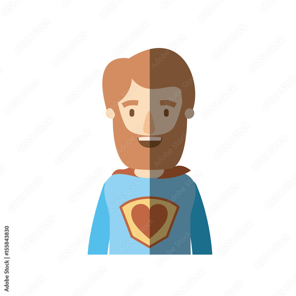 light color shading caricature half body super hero man with beard and moustache vector illustration light color shading caricature half body super hero man with beard and moustache vector illustration