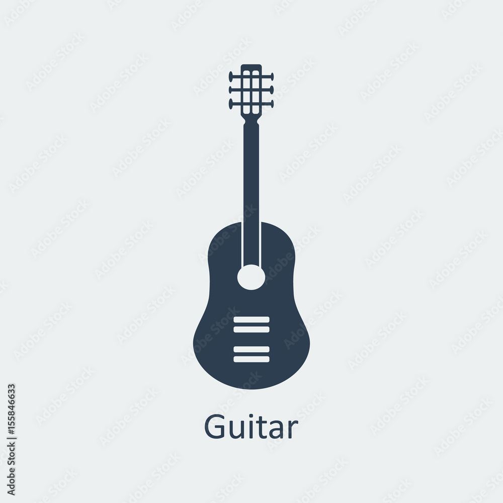 Guitar icon. Silhouette vector icon Guitar icon. Silhouette vector icon