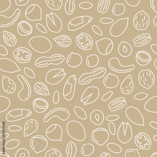 nuts seamless pattern in beige colour