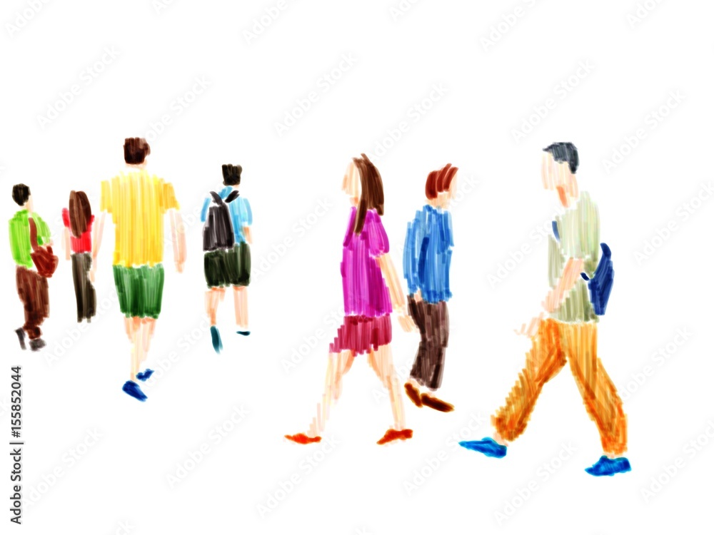 Obraz premium group of people marker sketch