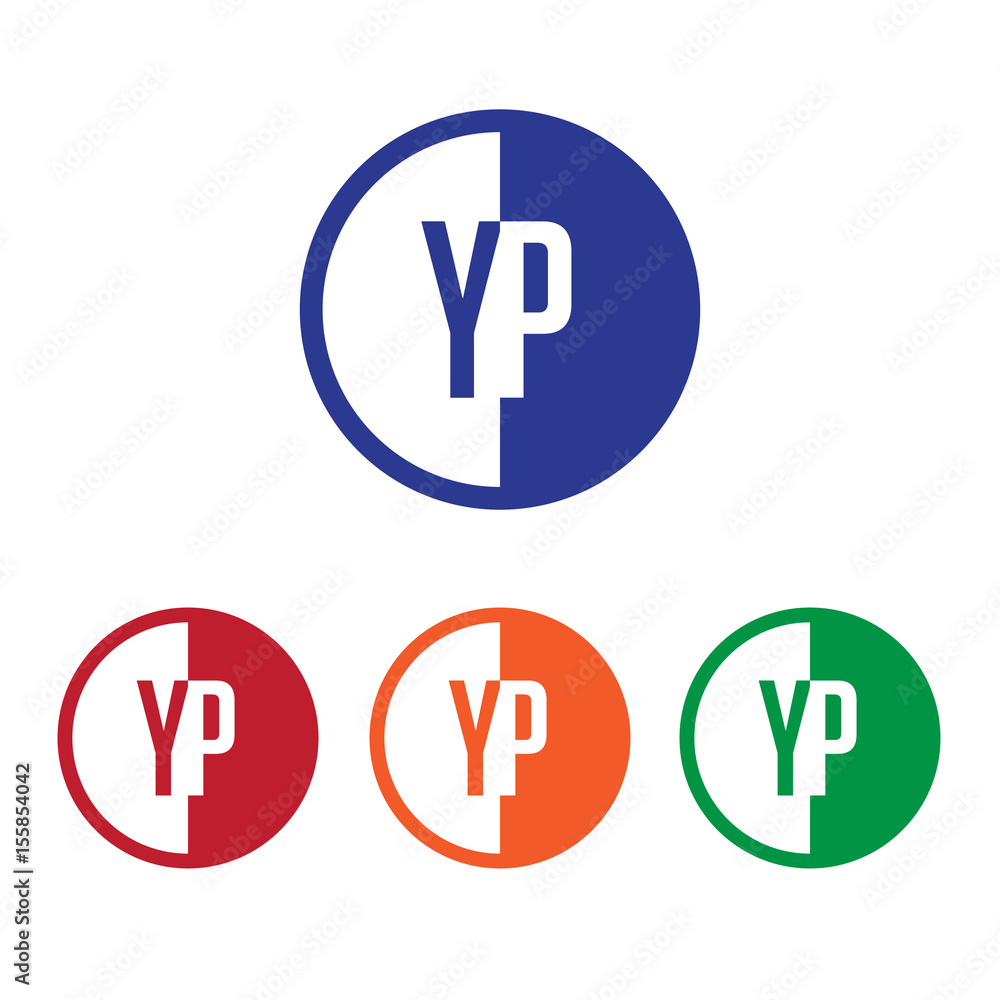 YP initial circle half logo blue,red,orange and green color YP initial circle half logo blue,red,orange and green color