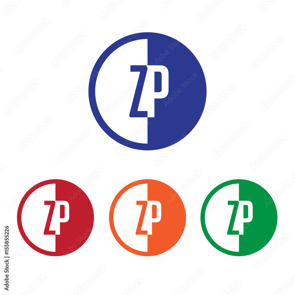 ZP initial circle half logo blue,red,orange and green color ZP initial circle half logo blue,red,orange and green color