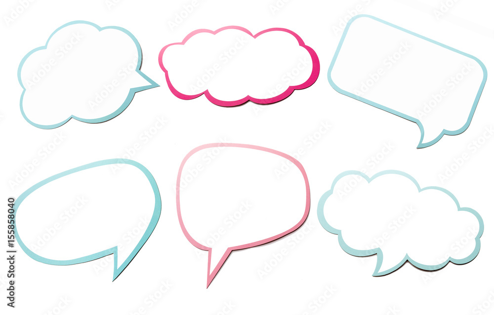 Colorful set of different speech bubble as a cloud isolated on empty white background. Colorful set of different speech bubble as a cloud isolated on empty white background.