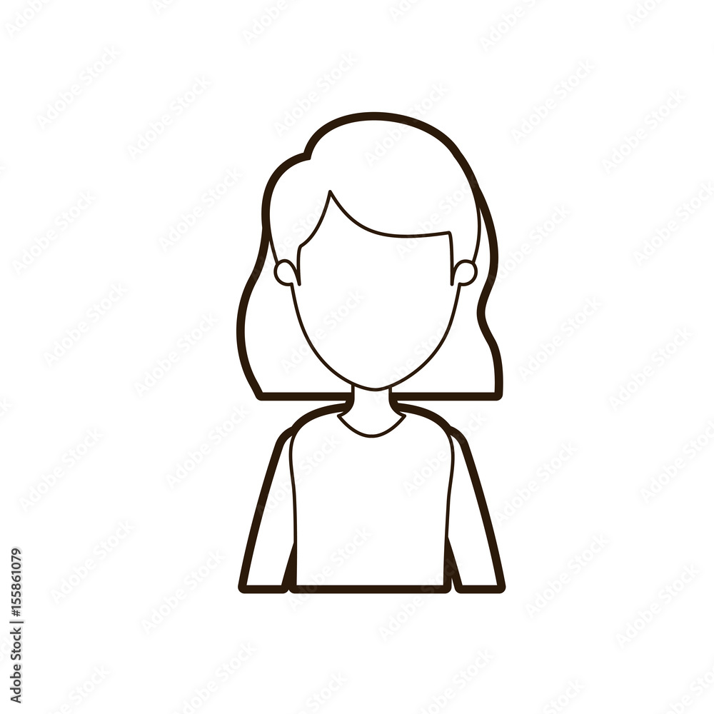 black thick contour caricature faceless half body woman with short hairstyle vector illustration black thick contour caricature faceless half body woman with short hairstyle vector illustration