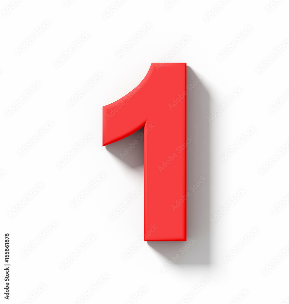 number 1 3D red isolated on white with shadow - orthogonal projection number 1 3D red isolated on white with shadow - orthogonal projection