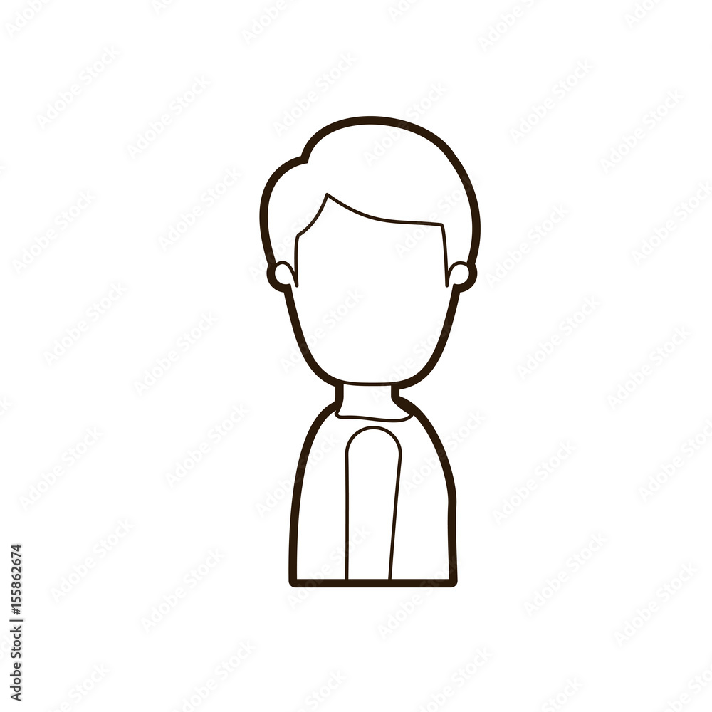 black thick contour caricature faceless side view half body young man with hairstyle vector illustration black thick contour caricature faceless side view half body young man with hairstyle vector illustration
