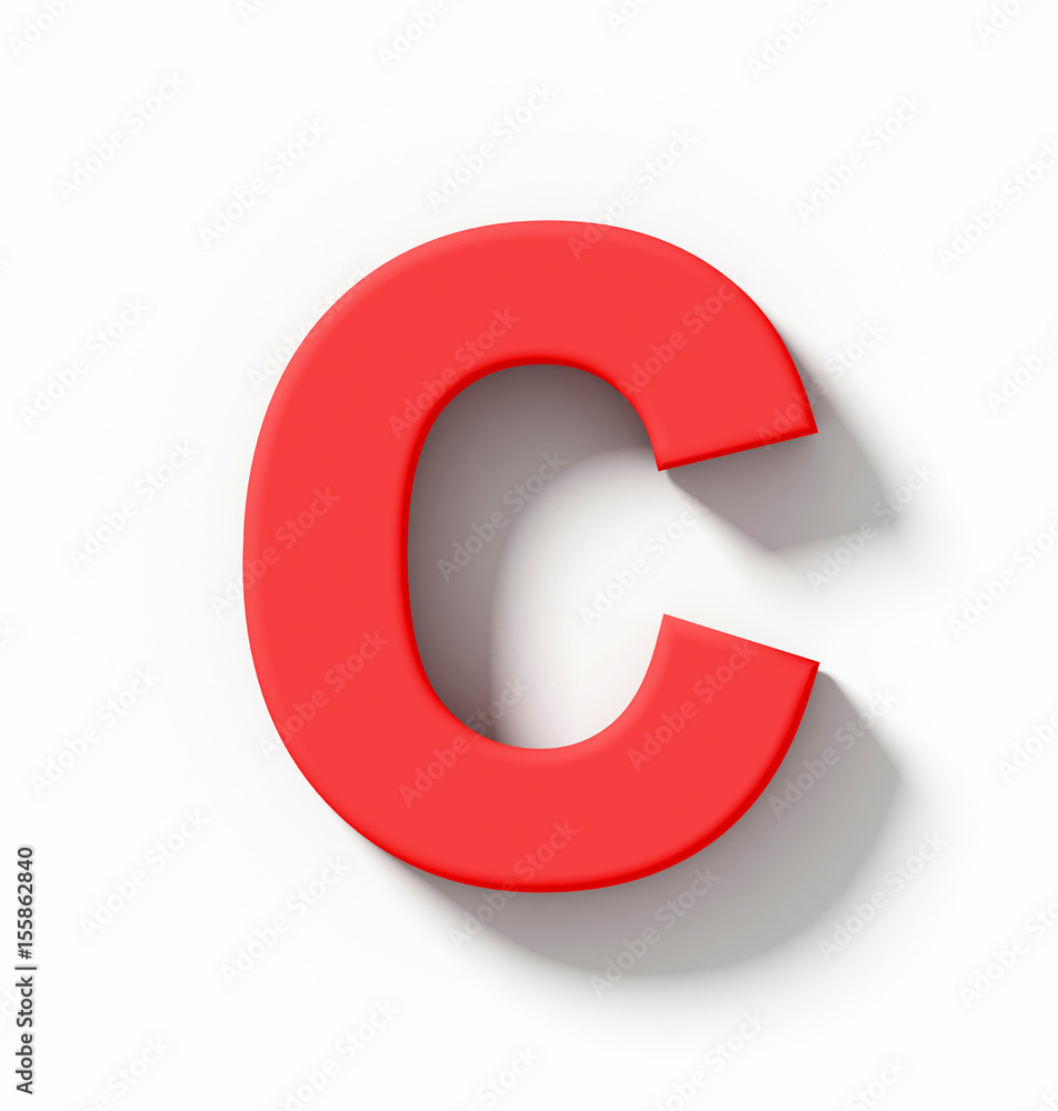letter C 3D red isolated on white with shadow - orthogonal projection letter C 3D red isolated on white with shadow - orthogonal projection