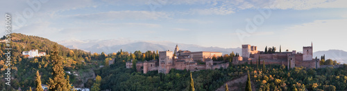 XXL landscape of Generalife and Alhambra with Sierra Nevada, Granada, Spain