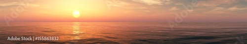 Panorama of sea sunset, ocean sunrise, seascape, 3d rendering   © ustas