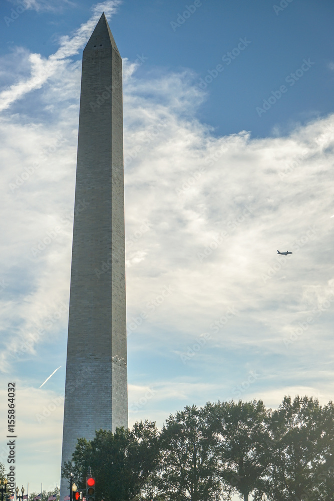 Washington's Monument and a plane