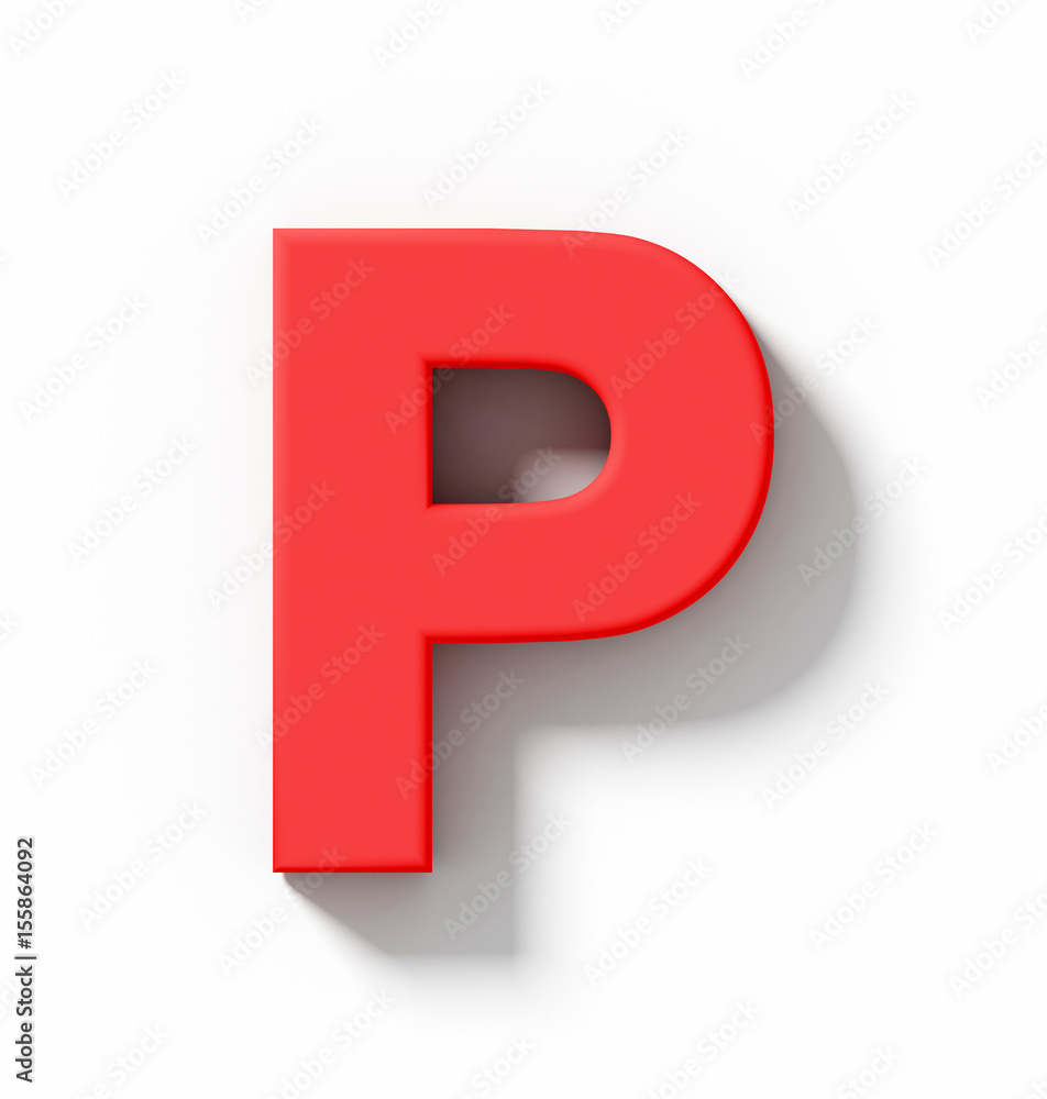 letter P 3D red isolated on white with shadow - orthogonal projection letter P 3D red isolated on white with shadow - orthogonal projection