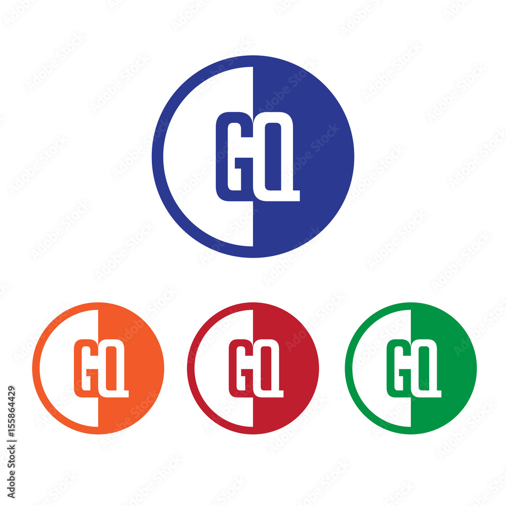 GQ initial circle half logo blue,red,orange and green color GQ initial circle half logo blue,red,orange and green color