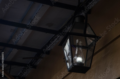 Black Porch Lamp Light Fixture At Night