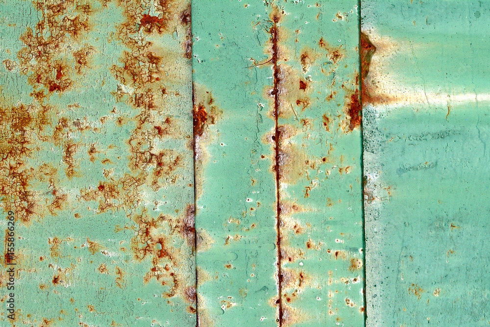 Grunge green rusty metal texture. Vintage effect.