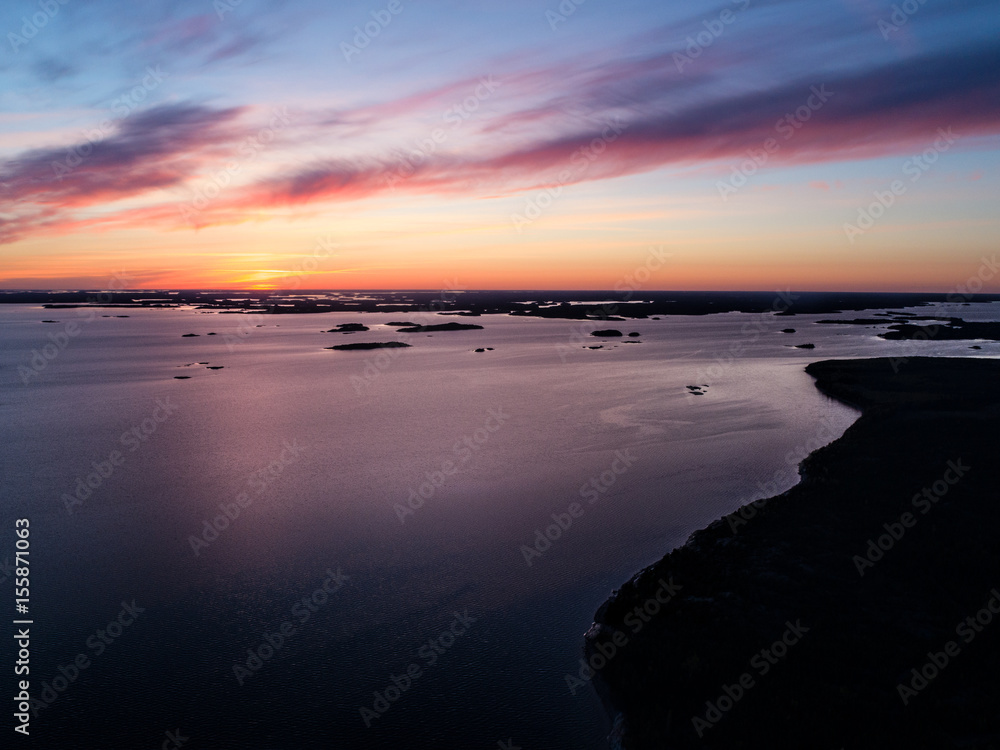 Fototapeta premium Sunset over archipelago sea national park