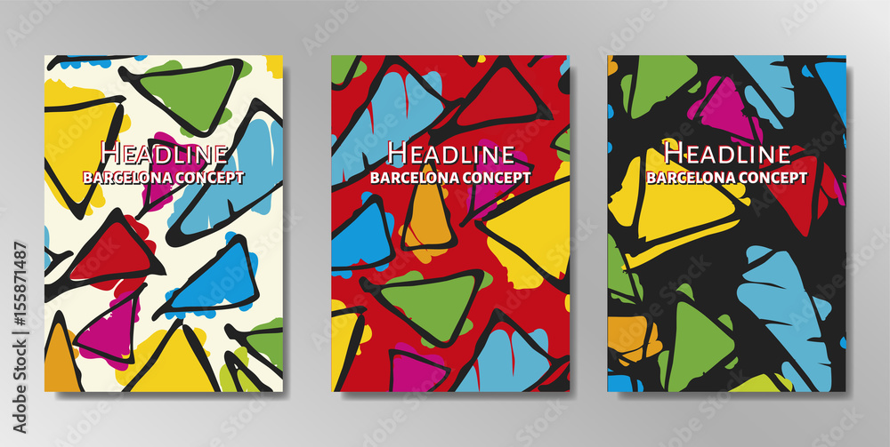 Fototapeta premium Minimal covers design. A4 with Barcelona, gaudi triangle pattern. Eps10 vector.