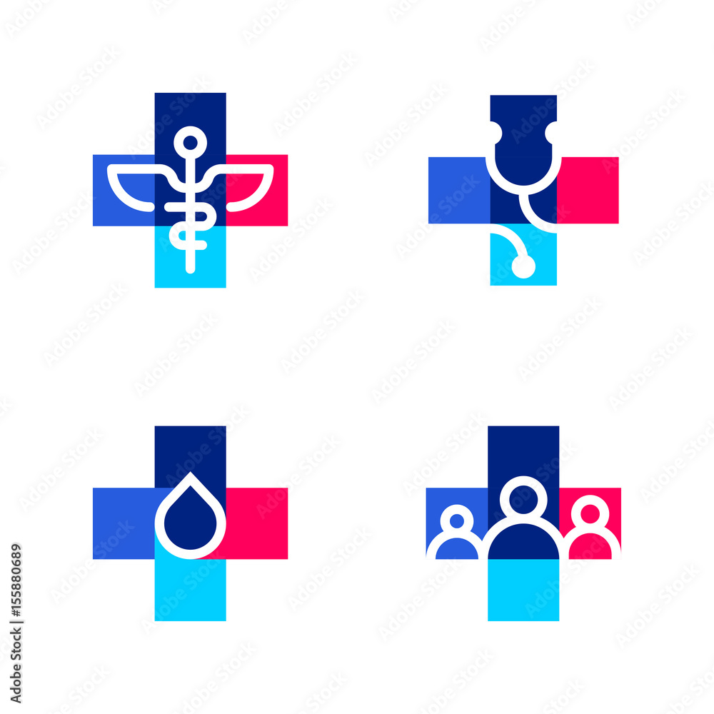 Medical or pharmacy logo templates or icons with cross Medical or pharmacy logo templates or icons with cross
