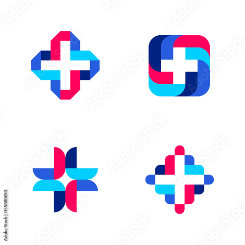 Colorful cross. Abstract medical logo mark templates or icons
