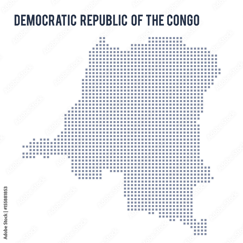Vector pixel map of Democratic Republic of the Congo isolated on white ...