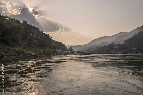 The sunset above river Mekong