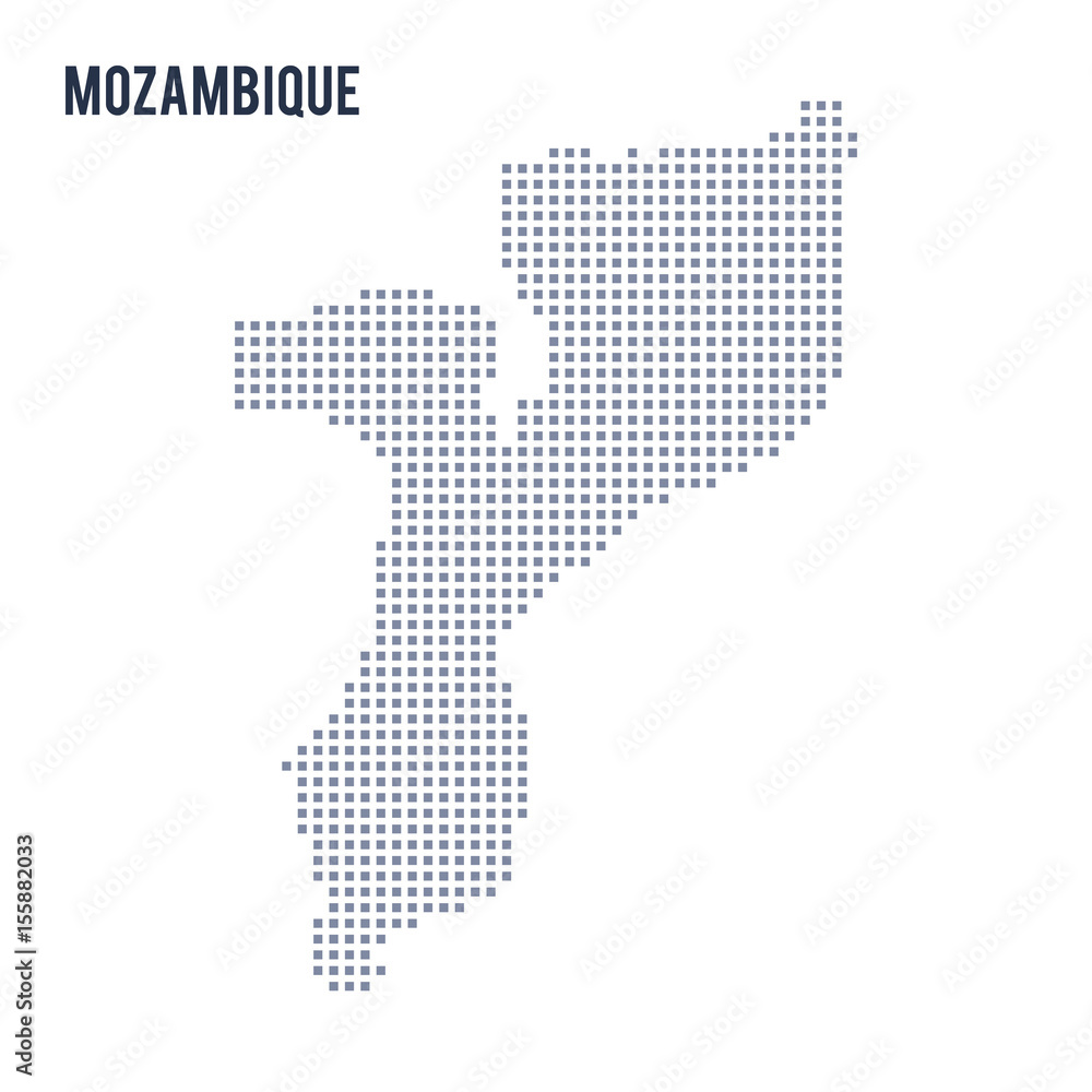 Fototapeta premium Vector pixel map of Mozambique isolated on white background