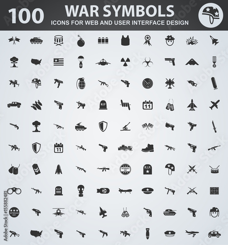 War symbols icons set