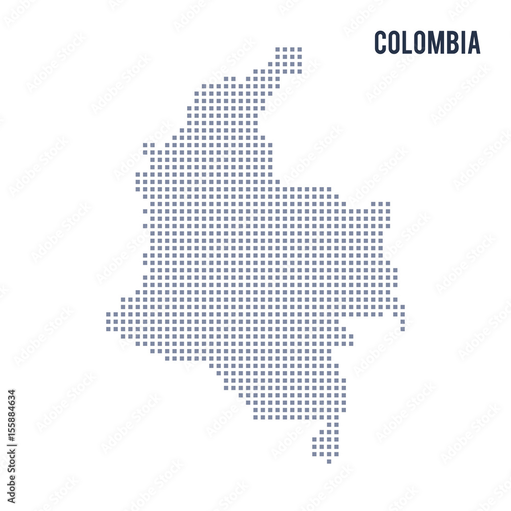 Vector pixel map of Colombia isolated on white background