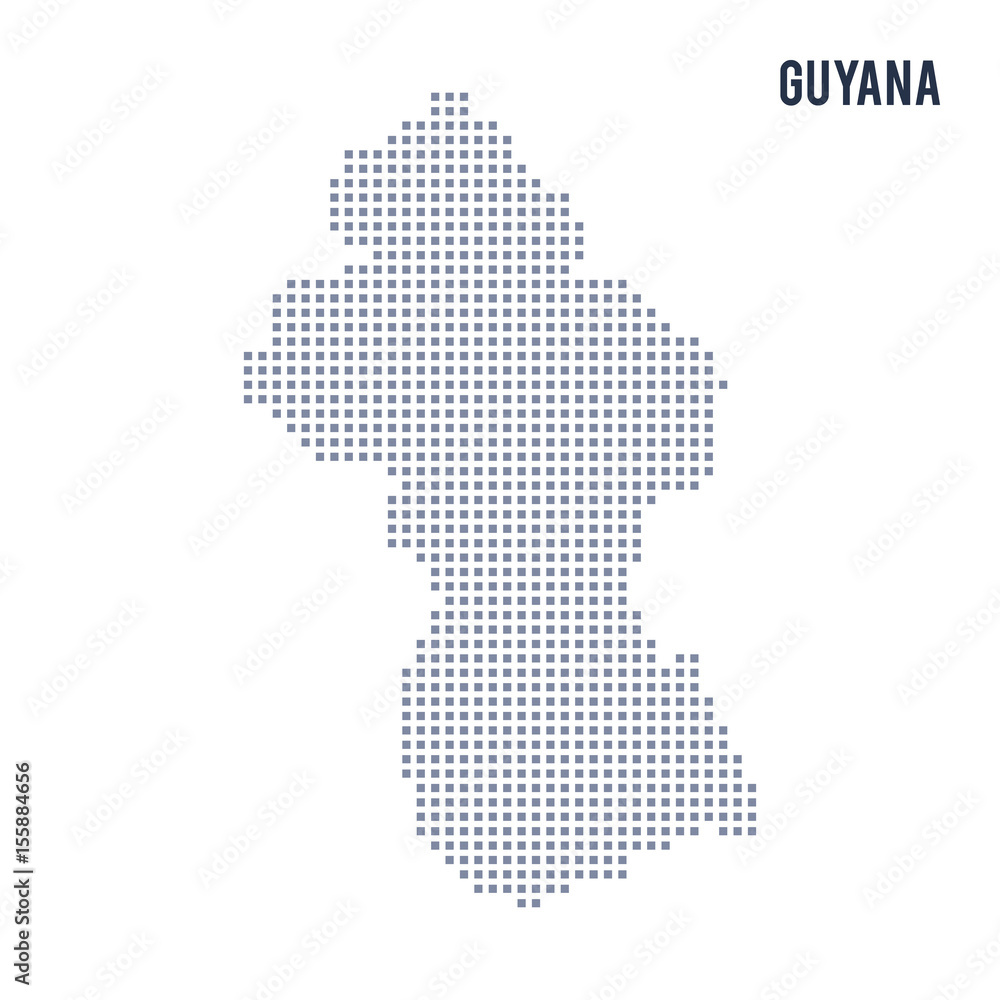 Vector pixel map of Guyana isolated on white background