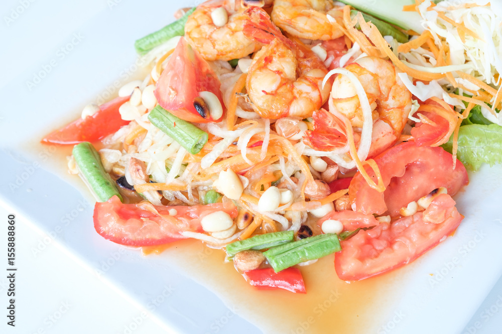 Thai papaya salad, traditional food of Thailand Thai papaya salad, traditional food of Thailand