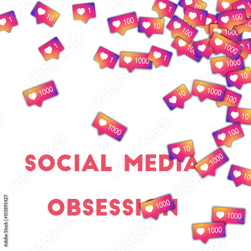 Social media obsession. Social media icons in abstract shape background with gradient counter. Social media obsession concept in radiant vector illustration.