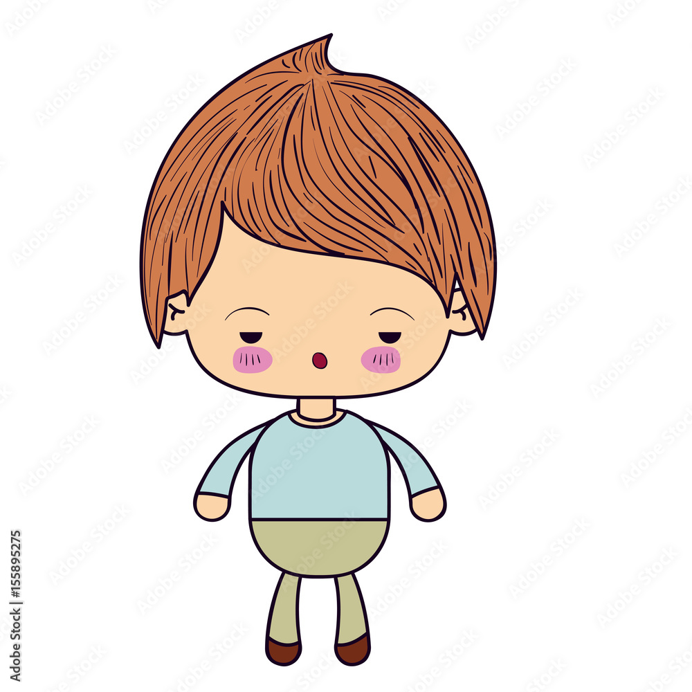 colorful silhouette of kawaii little boy with facial expression sad vector illustration colorful silhouette of kawaii little boy with facial expression sad vector illustration