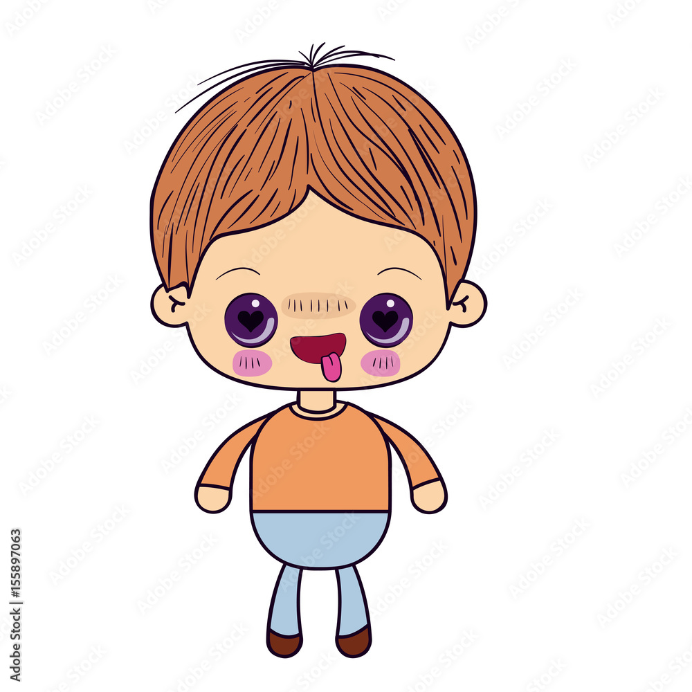 colorful silhouette of kawaii little boy with facial expression in love vector illustration colorful silhouette of kawaii little boy with facial expression in love vector illustration