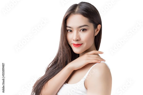Young beautiful Asian woman with smiley face.