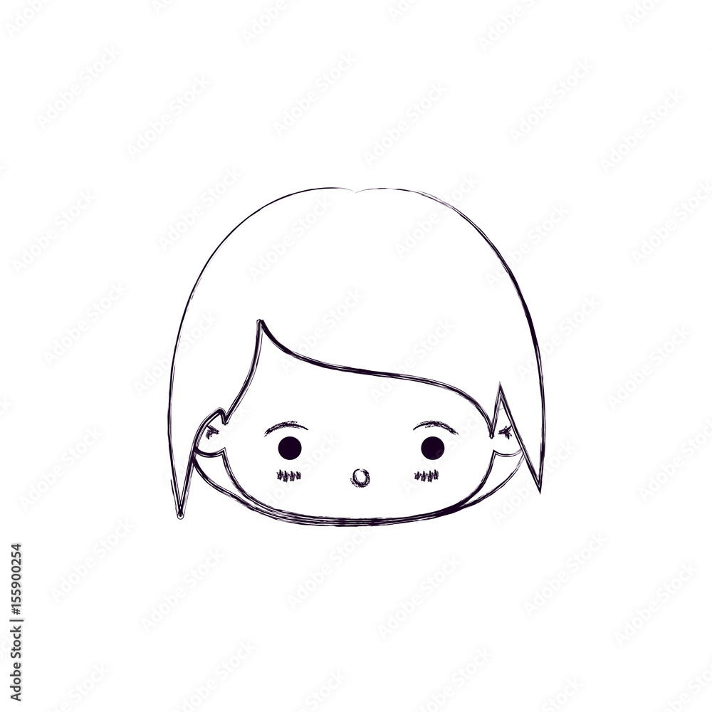 monochrome blurred silhouette of facial expression kawaii little cute girl vector illustration monochrome blurred silhouette of facial expression kawaii little cute girl vector illustration