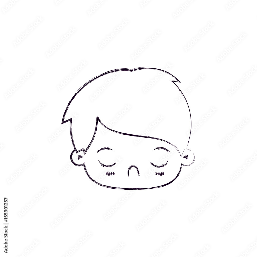 monochrome blurred silhouette of facial expression tired kawaii little boy vector illustration monochrome blurred silhouette of facial expression tired kawaii little boy vector illustration