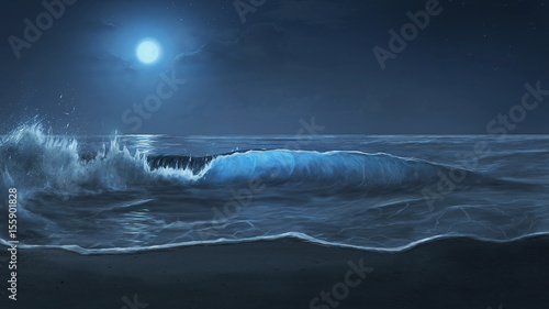 Moonlit ocean waves © Kevin Carden